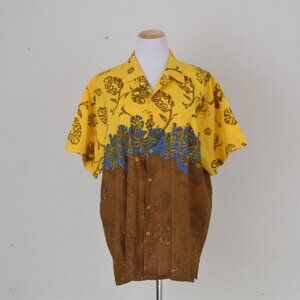 Vintage 90s Floral Mens Cotton Shirt |‎ size L